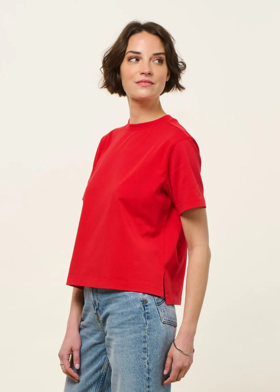 T-shirt boxy en coton bio | rouge