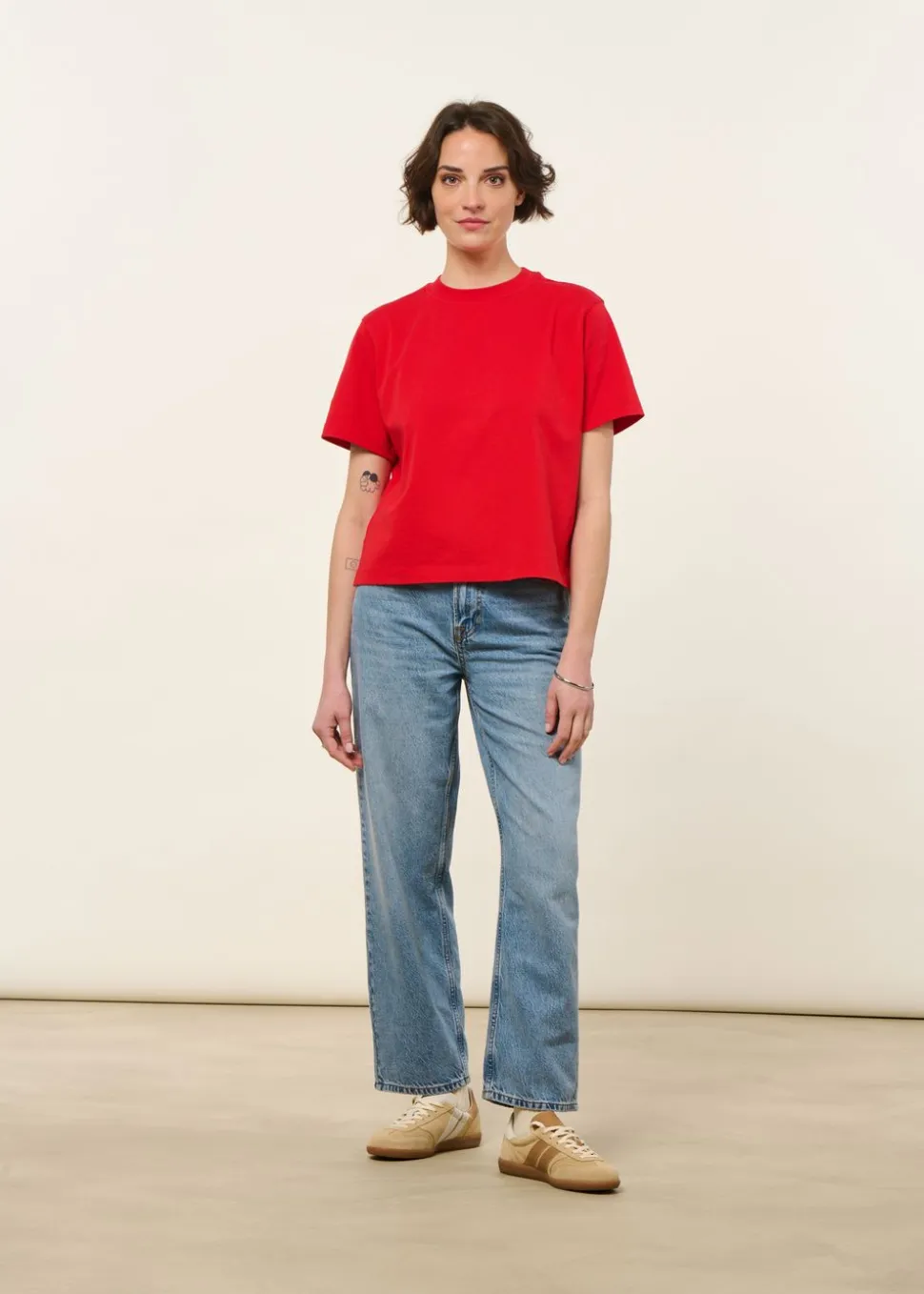 T-shirt boxy en coton bio | rouge