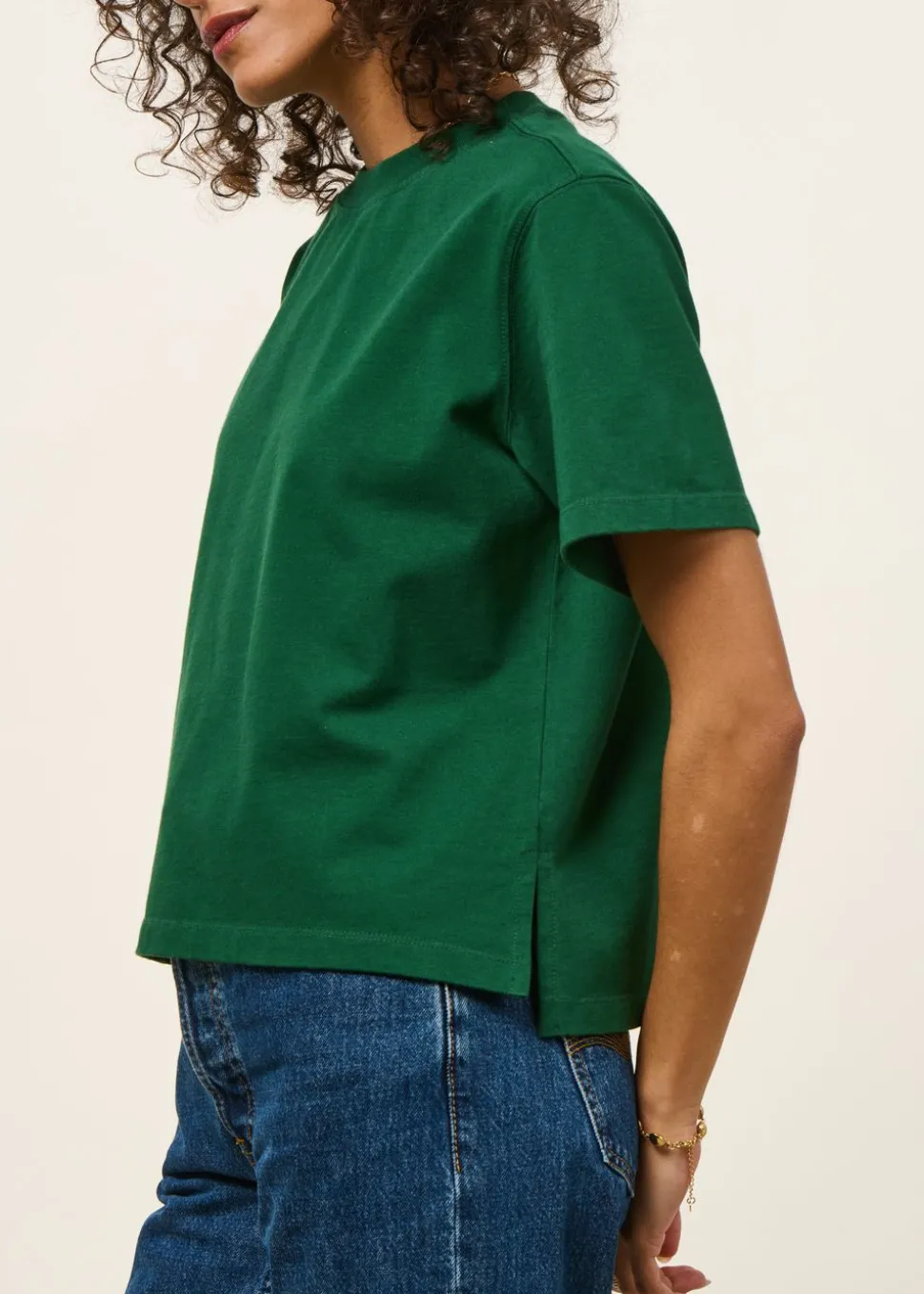T-shirt boxy en coton bio | vert forêt