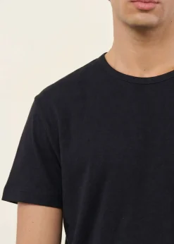 T-shirt classique en coton lin upcyclé | noir