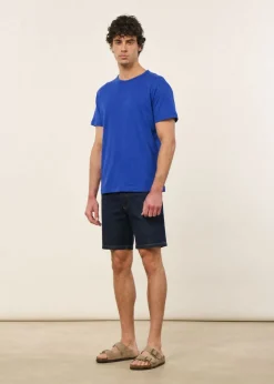 T-shirt classique en coton lin upcyclé | bleu cobalt
