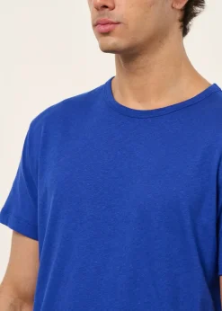 T-shirt classique en coton lin upcyclé | bleu cobalt