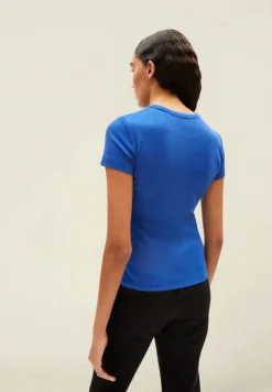T-shirt côtelé en coton bio | bleu "kardaa dynamo blue"