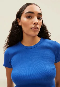 T-shirt côtelé en coton bio | bleu "kardaa dynamo blue"