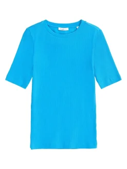 T-shirt côtelé en coton bio | bleu "rib t-shirt malibu blue"