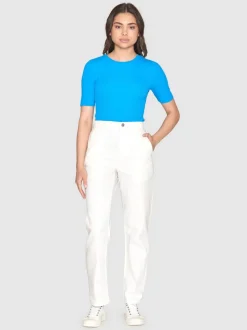 T-shirt côtelé en coton bio | bleu 
