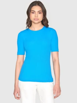 T-shirt côtelé en coton bio | bleu 