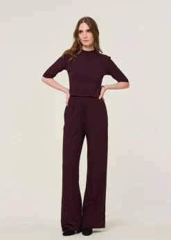 T-shirt côtelé en tencel | aubergine 