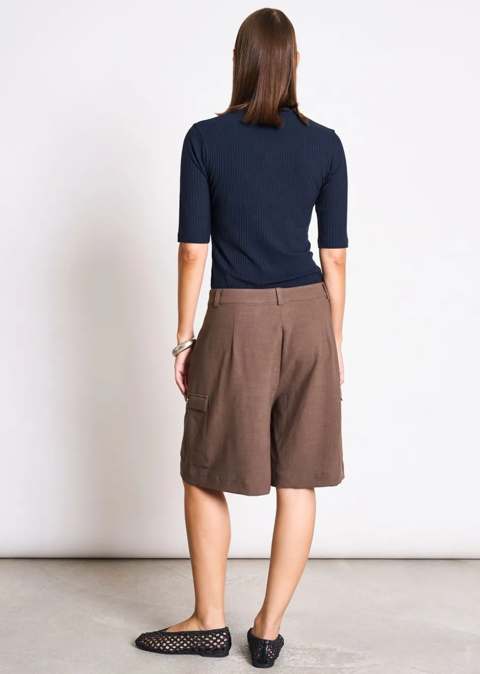 T-shirt côtelé en tencel | bleu "nina nightfall"