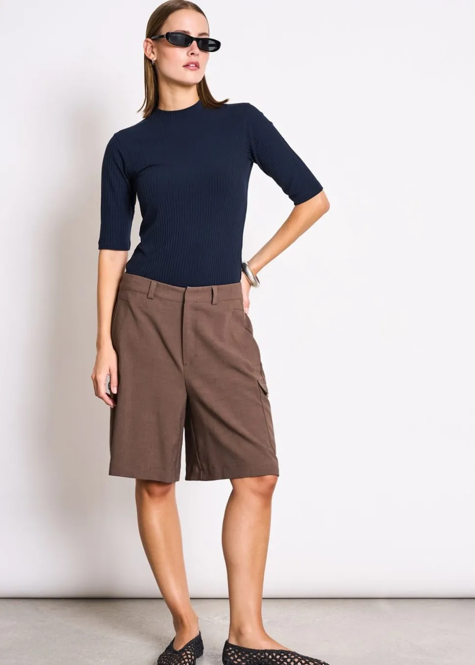 T-shirt côtelé en tencel | bleu "nina nightfall"