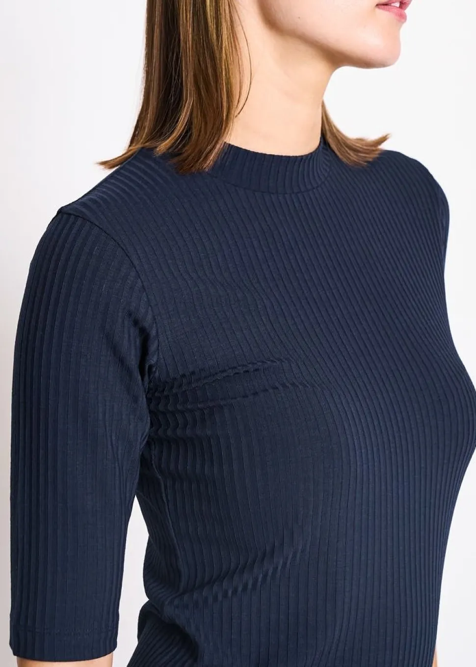 T-shirt côtelé en tencel | bleu "nina nightfall"