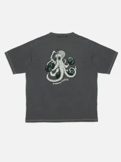 T-shirt en coton bio | anthracite "koffe knock-topus t-shirt"