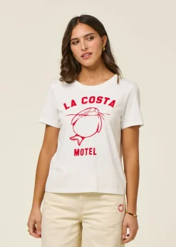 T-shirt en coton bio | blanc "animal motel ida tee - white"