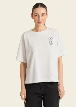 T-shirt en coton bio | blanc "vadstena heart cat off-white - whisper white"