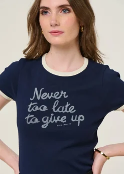 T-shirt en coton bio | bleu "eve ringer too late t-shirt - blueberry"