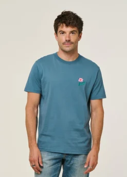 T-shirt en coton bio | bleu "flowering steel bleu - steel blue"