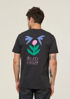T-shirt en coton bio | noir "belle saison noir carbone - carbon black"