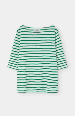 T-shirt en coton bio | rayé "bogak w ss - off white/green"