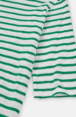T-shirt en coton bio | rayé "bogak w ss - off white/green"