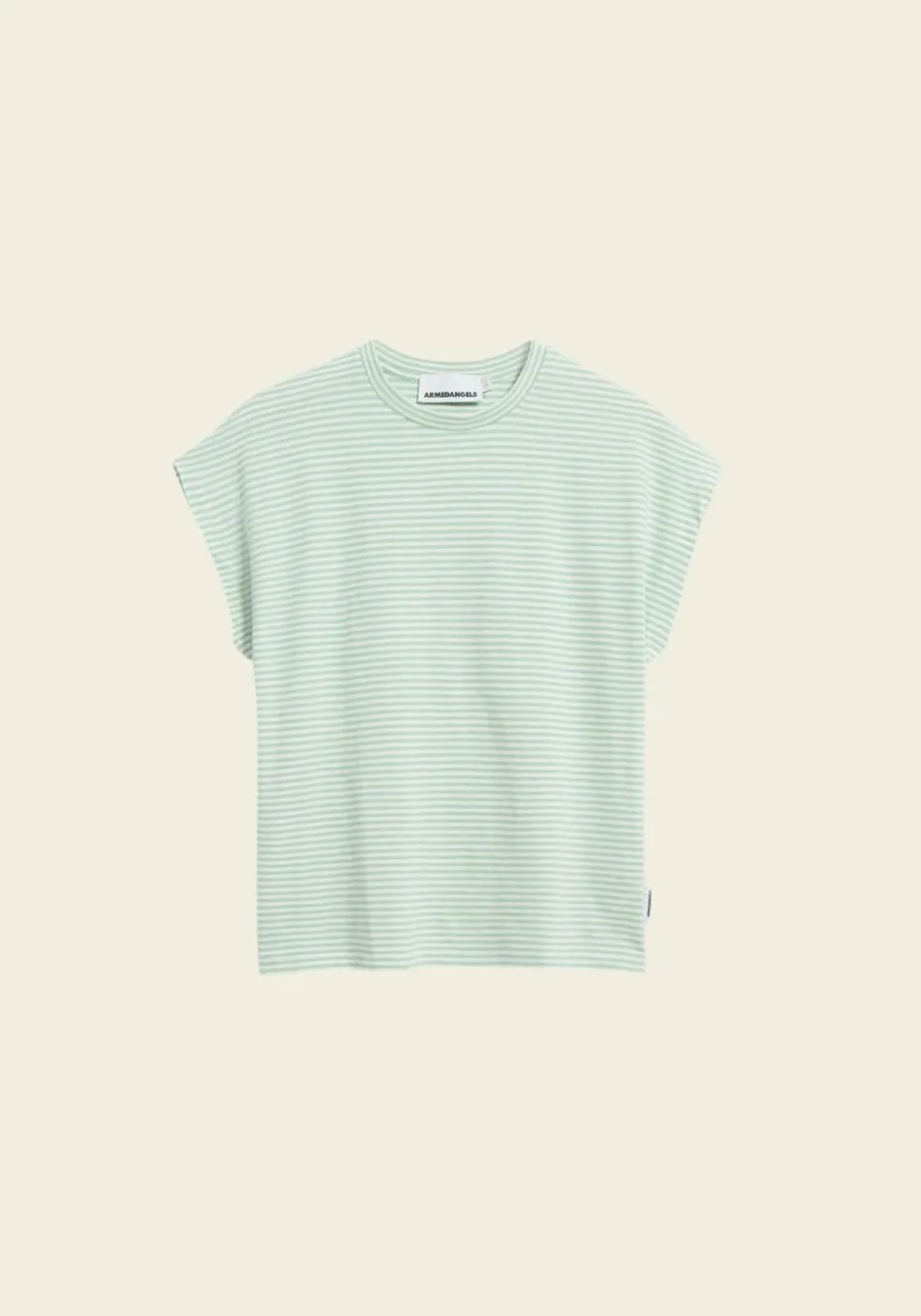 T-shirt en coton bio | vert et blanc "slub jersey stripe t-shirt - oatmilk-foam"