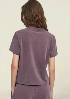 T-shirt en coton bio | violet "organic boxy crop tee - faded grape"