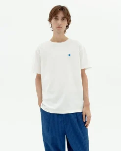 T-shirt imprimé en coton bio | blanc "sol contrast white tee - white"