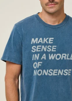 T-shirt imprimé en coton bio | bleu "roy make sense t-shirt blue"