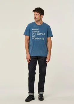 T-shirt imprimé en coton bio | bleu 
