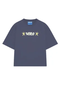 T-shirt imprimé en coton bio | bleu "entre as pedras blue t-shirt"