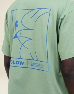 T-shirt imprimé en coton bio | vert sauge "pomba"
