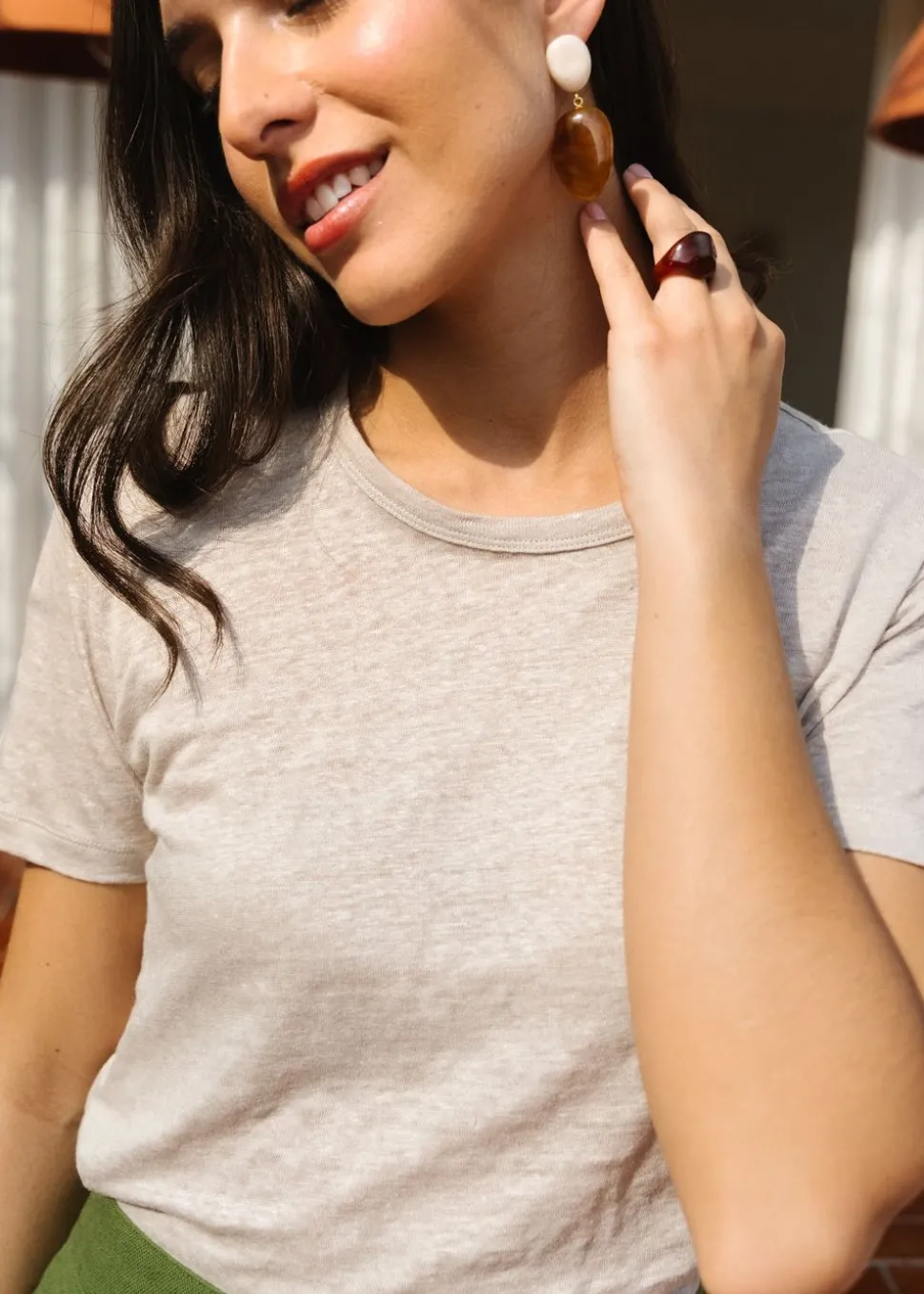 T-shirt lin upcyclé - beige