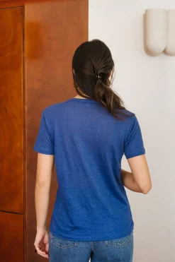 T-shirt lin upcyclé | bleu cobalt