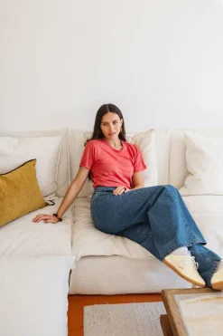 T-shirt lin upcyclé | corail