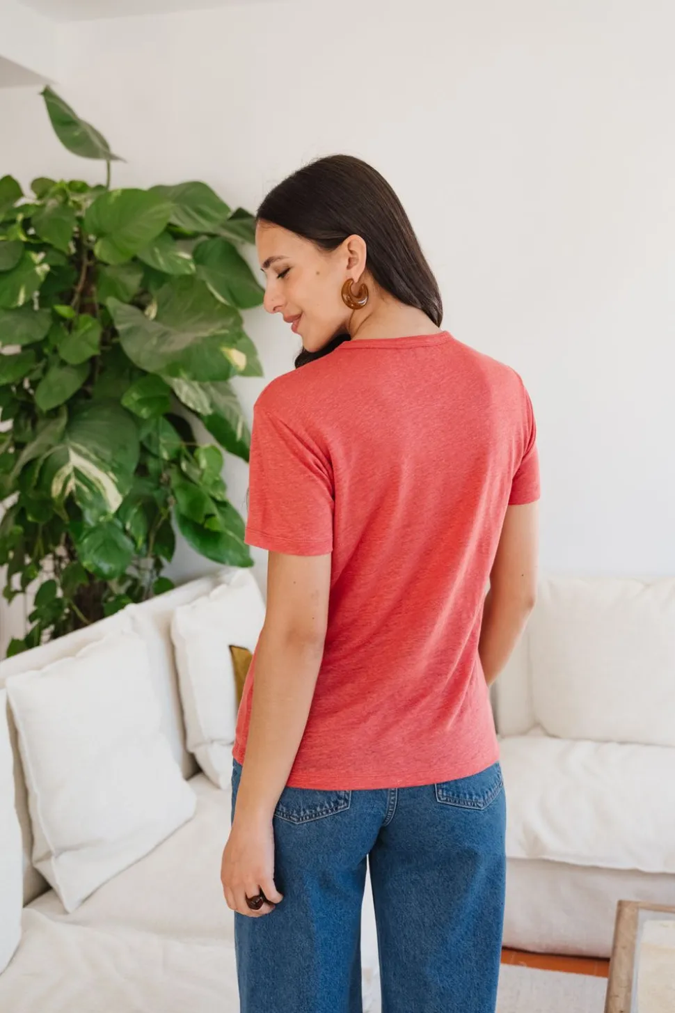 T-shirt lin upcyclé | corail