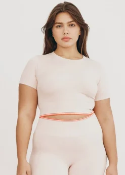 T-shirt maintien léger en ecovero | rose "luxe touch crop tee apricot"