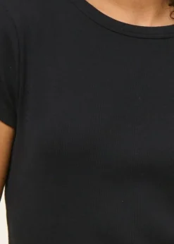 T-shirt manches courtes côtelé en coton bio | noir