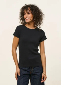 T-shirt manches courtes côtelé en coton bio | noir
