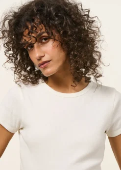 T-shirt manches courtes côtelé en coton bio | off white
