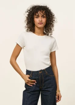 T-shirt manches courtes côtelé en coton bio | off white