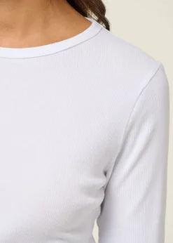 T-shirt manches longues côtelé en coton bio | blanc