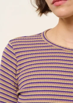 T-shirt manches longues côtelé upcyclé | violet