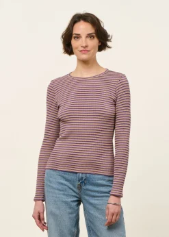 T-shirt manches longues côtelé upcyclé | violet