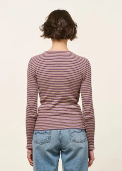 T-shirt manches longues côtelé upcyclé | violet