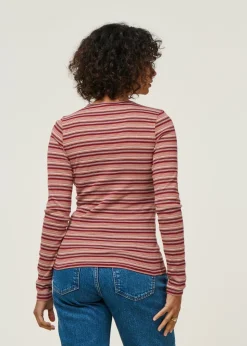 T-shirt manches longues en coton bio | rayé "jessy - striped-rib"