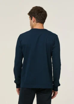 T-shirt manches longues en coton bio | marine "bo long sleeve henley total eclipse"