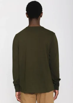 T-shirt manches longues en coton bio | kaki "bo long sleeve henley forrest night"