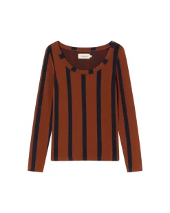 T-shirt manches longues matières recyclées | marron "toasted navy casilda top"