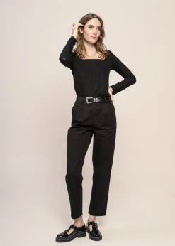 T-shirt à manches longues noir en tencel - fria black