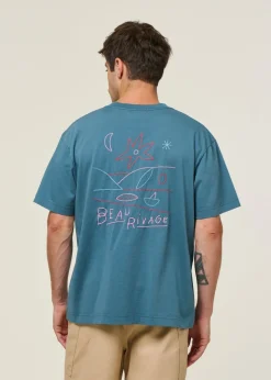 T-shirt oversize en coton bio | bleu 