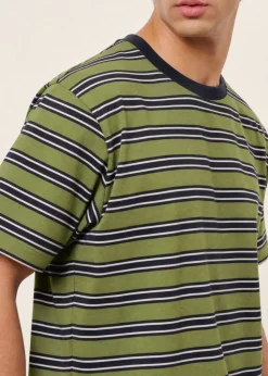 T-shirt oversize en coton bio | rayé vert